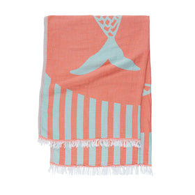 Pesce Duo - 2 Fish - Turkish Towel - RT878 in Coral/Mint