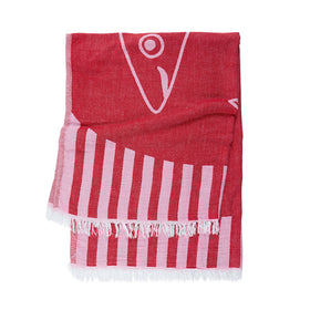 Pesce Duo - 2 Fish - Turkish Towel - RT878 in Red/Pink