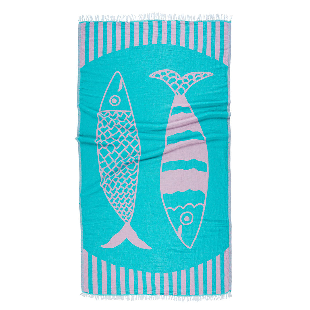 Pesce Duo - 2 Fish - Turkish Towel - RT878