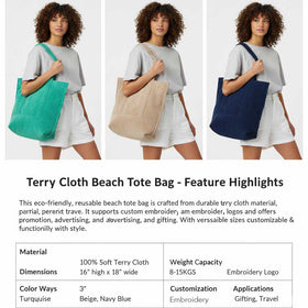 Torrini Terry Cloth Beach Bag Tote - RT886 in Default Title