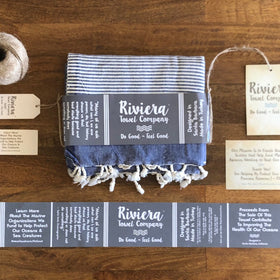 Custom Towel Wrap Bands Flat Packed Or Rolled and Wrapped in Free Riviera Towel Flat Packed