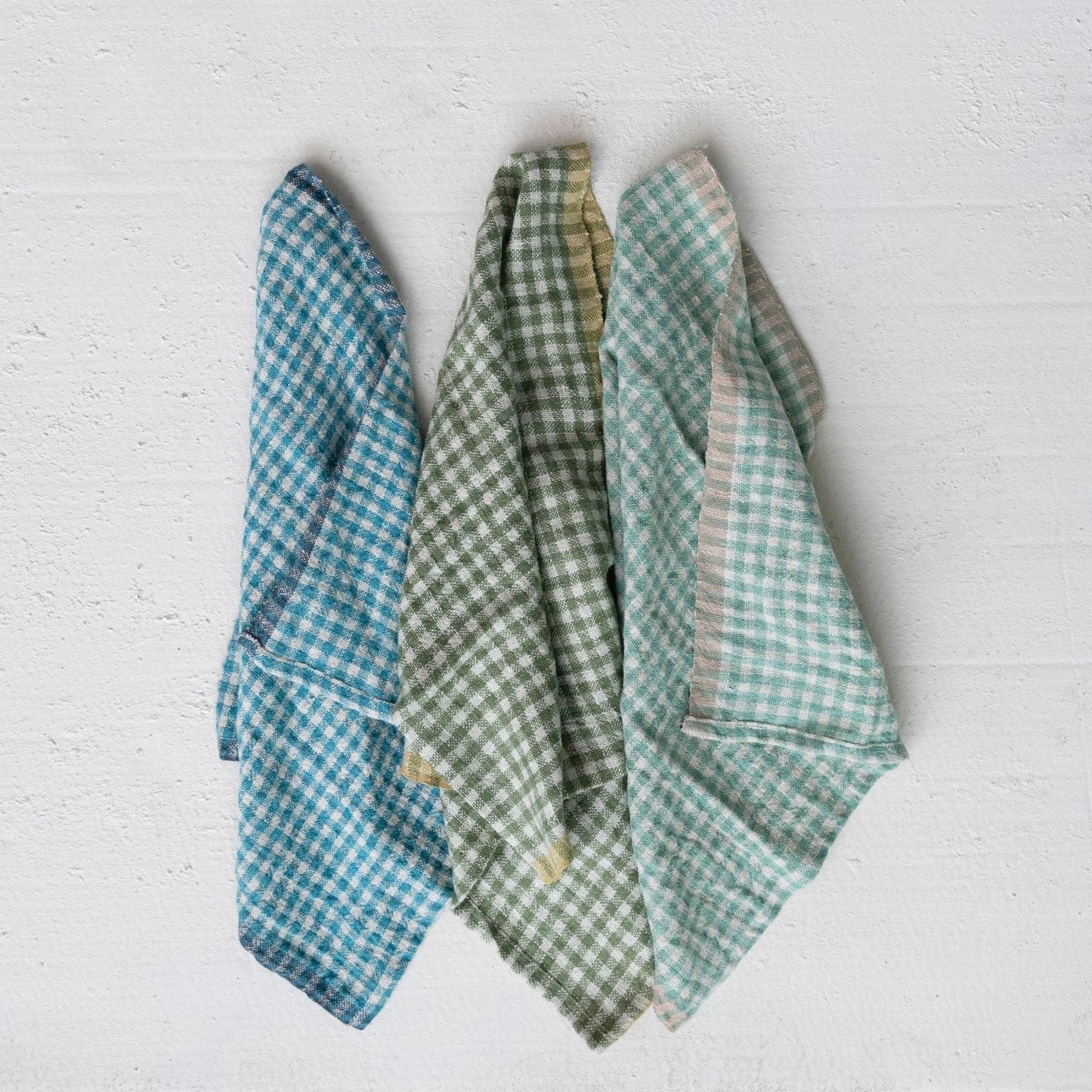 Linen Gingham Tea Towel Asst - The Riviera Towel Company