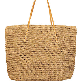 Straw Braided Fashion Tote Bag in Tan