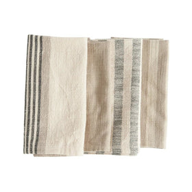 Woven Cotton Striped Napkins, Set of 4 in Default Title