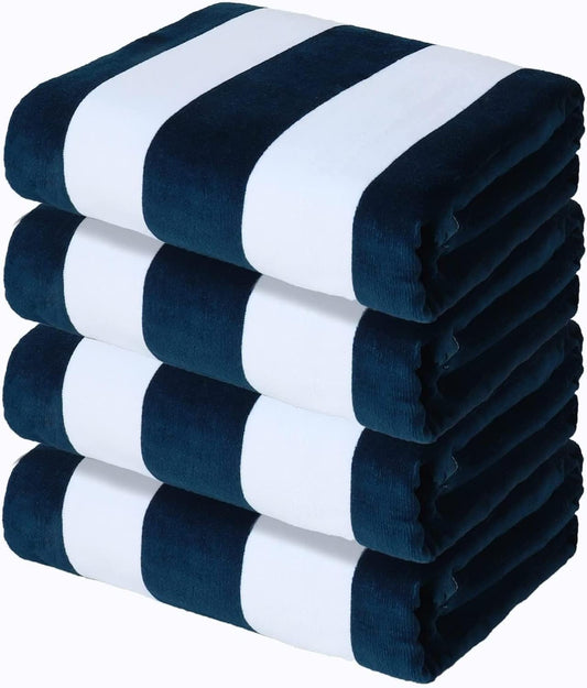 Cabana Stripes,  100% Cotton, Heavy Weight Terry Velour Pool Towel - RT752