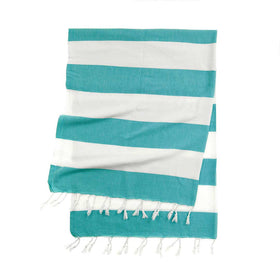Biarritz Turkish Towel - RT004 in Teal/White