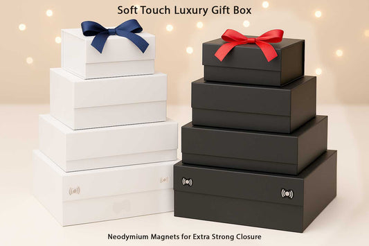 Luxury Gift Box Soft Touch - Magnetic Closure - UV Printed Logo - Ribbon - RT882