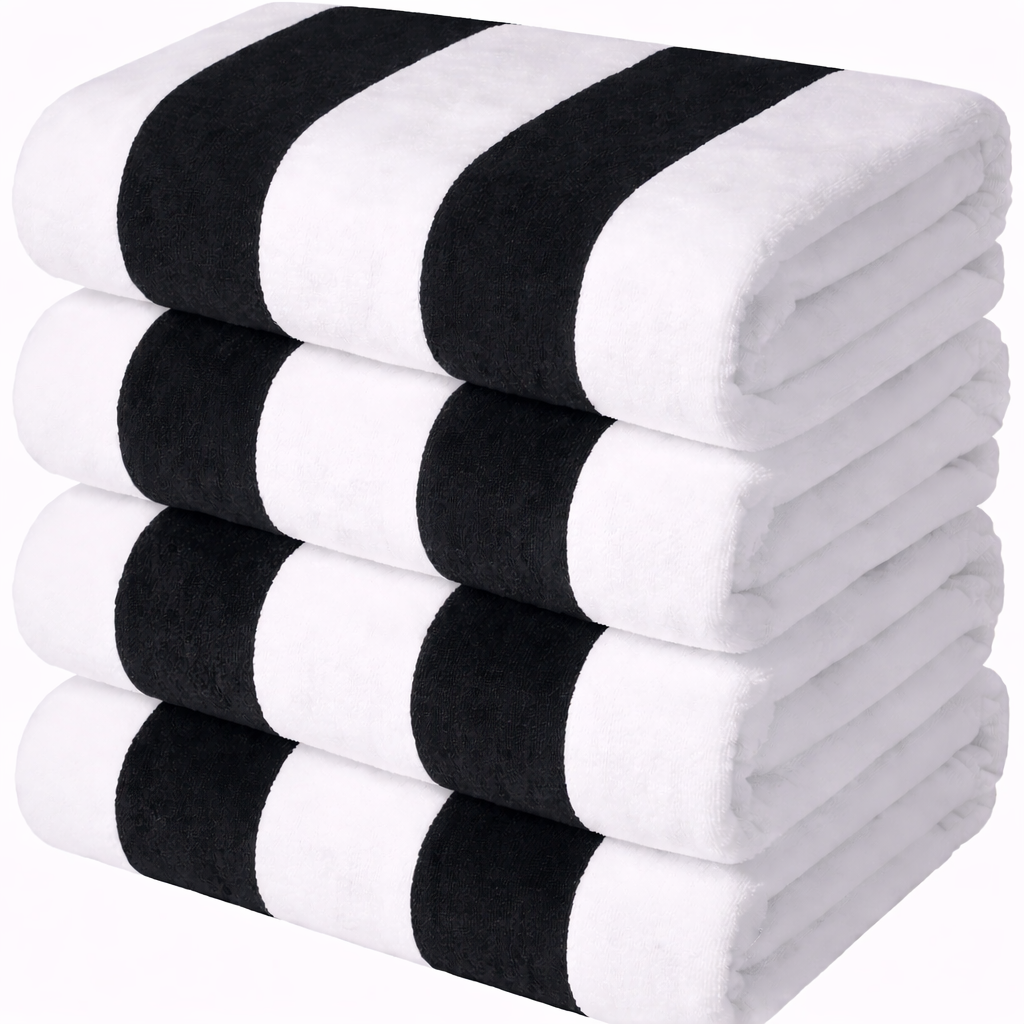 Cabana Stripes,  100% Cotton, Heavy Weight Terry Velour Pool Towel - RT752