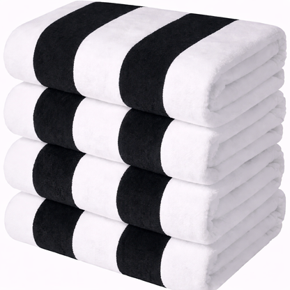 Cabana Stripes,  100% Cotton, Heavy Weight Terry Velour Pool Towel - RT752