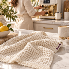 Custom Kitchen Tea Towels - Jacquard Woven 100% Cotton - RT904 in Waffle
