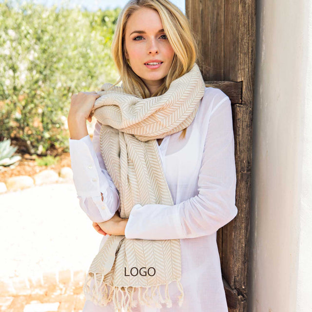 Chevron Turkish Towel in Beige