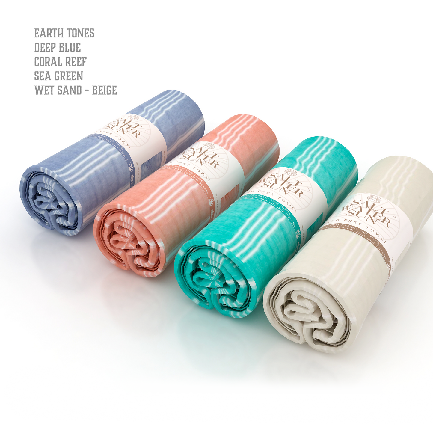 Salt Water Sun - "Grab and Go" Rolled Turkish Towels - 48 Units + Retail Store Display RT789 & RT790