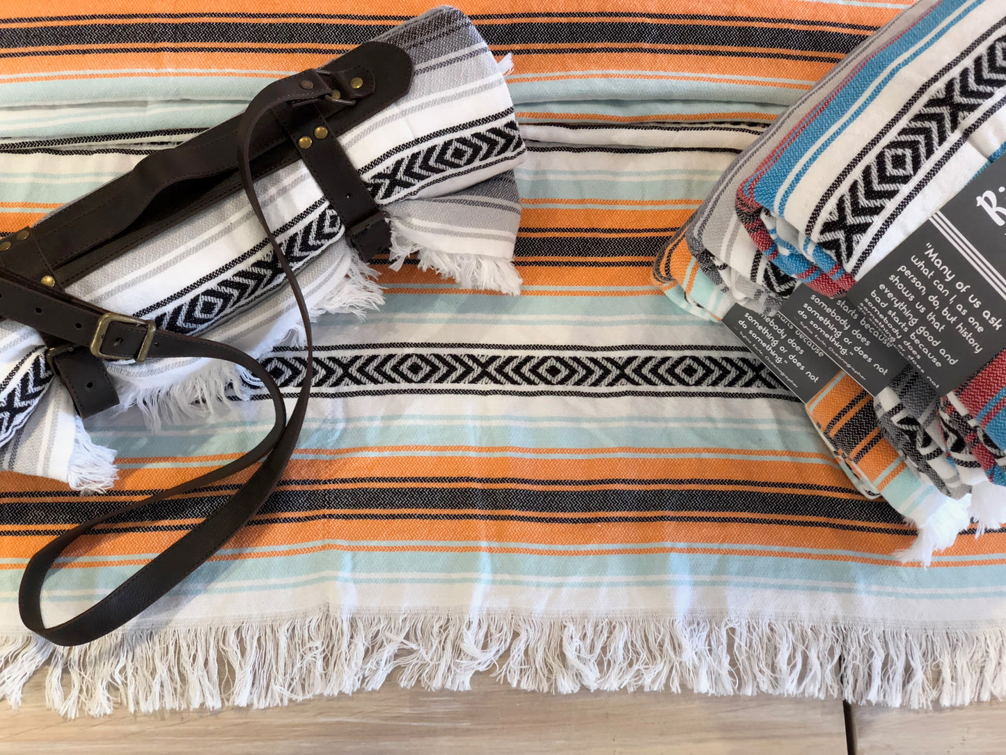 Carry Straps Leather Canvas and Poly-Nylon for Turkish Towels and Blankets RT881