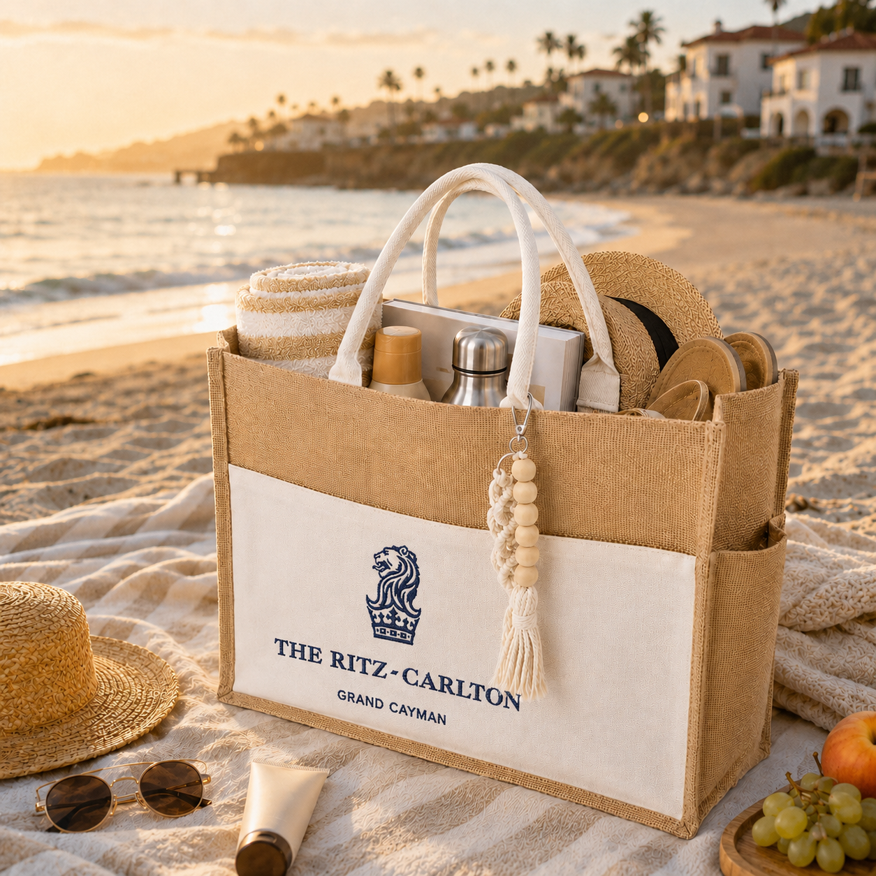 The Moxi Elevated Jute Tote with Rope Handle Beach Bag - RT901