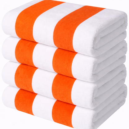 Cabana Stripes,  100% Cotton, Heavy Weight Terry Velour Pool Towel - RT752