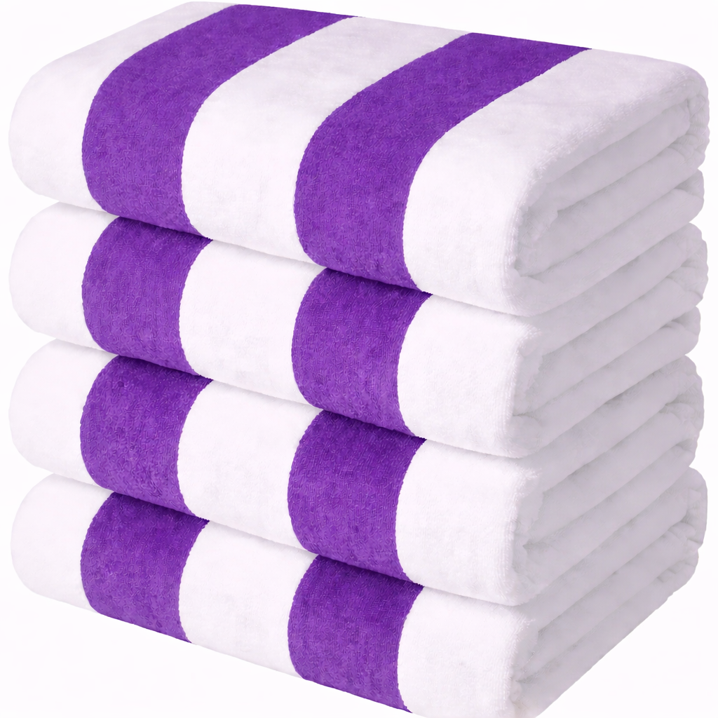 Cabana Stripes,  100% Cotton, Heavy Weight Terry Velour Pool Towel - RT752