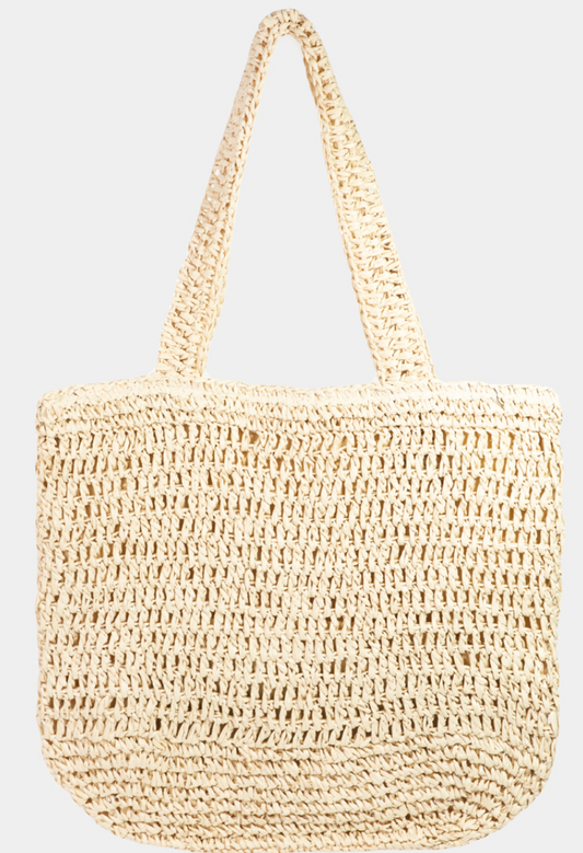 Straw Knit Zipper Tote Bag RT8672