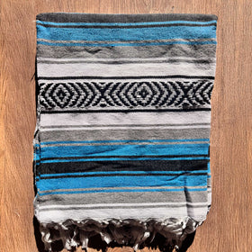 Riviera Maya Falsa Throw - Custom Decorated Sarapes  RT747 in Navy Blue