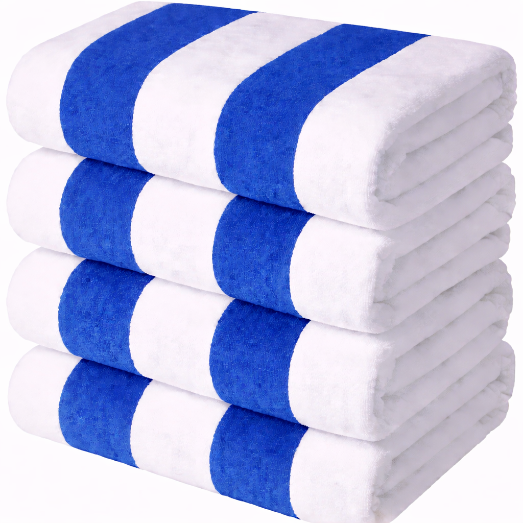 Cabana Stripes,  100% Cotton, Heavy Weight Terry Velour Pool Towel - RT752
