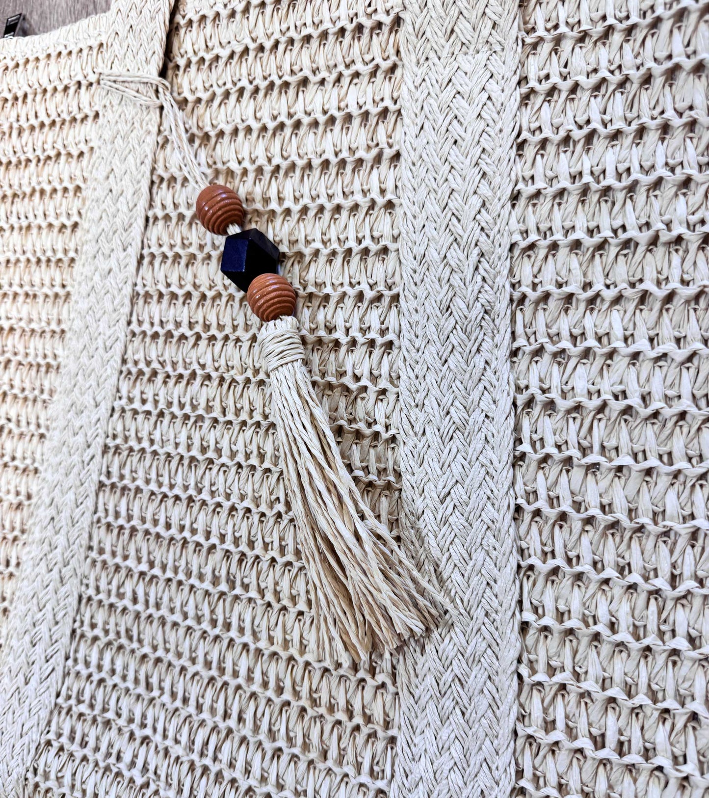 Straw Knit Zipper Tote Bag RT8751