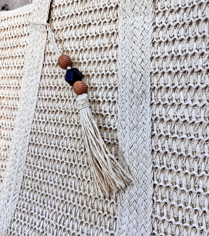 Straw Knit Zipper Tote Bag RT8751