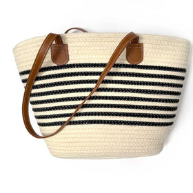 Santa Monica Beach Bag Totes - RT823 in Style 1 - Ivory - 8-stripes