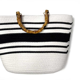 Santa Monica Beach Bag Totes - RT823 in Style 2 - Arctic White - 5-stripes