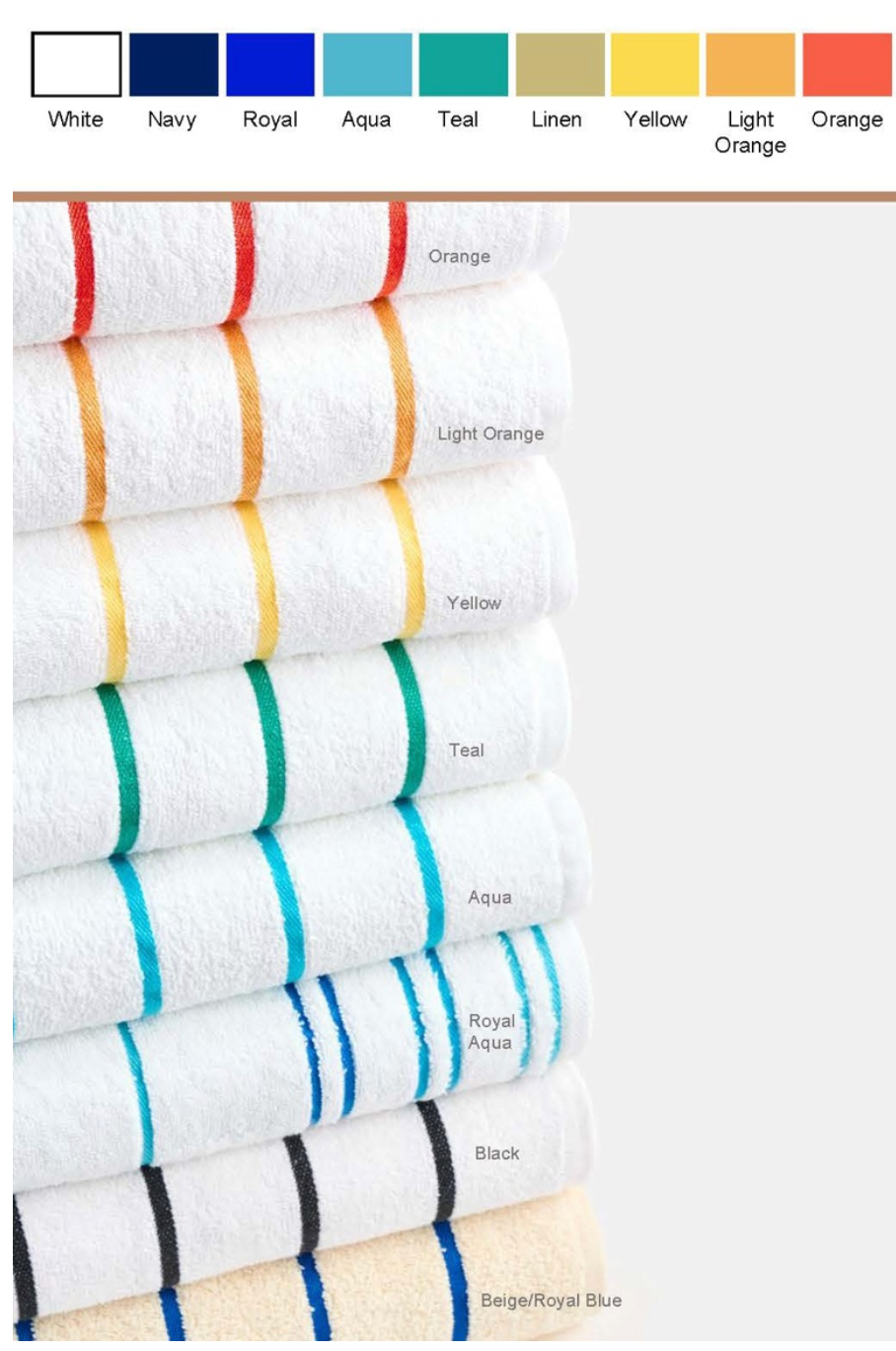 Collection of folded towels with color swatches on a white background