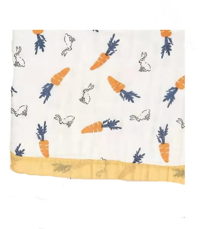 Baby Blanket Rabbits and Carrots 