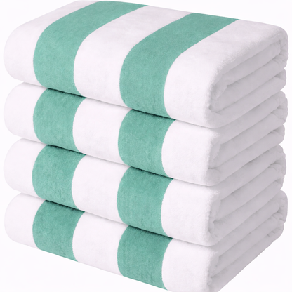Cabana Stripes,  100% Cotton, Heavy Weight Terry Velour Pool Towel - RT752