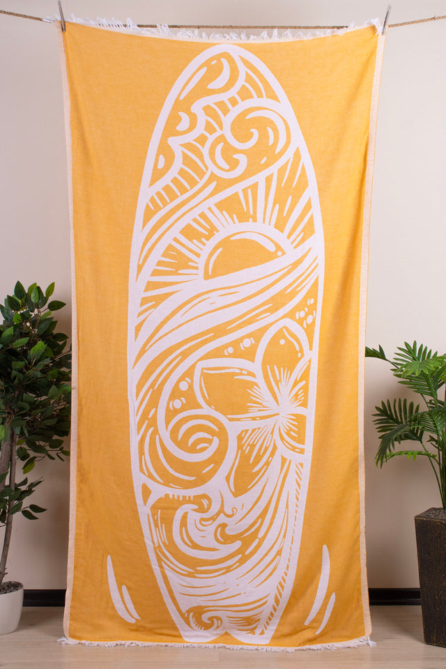 Promotional Surfboard Towel - 42-Colors in Yellow