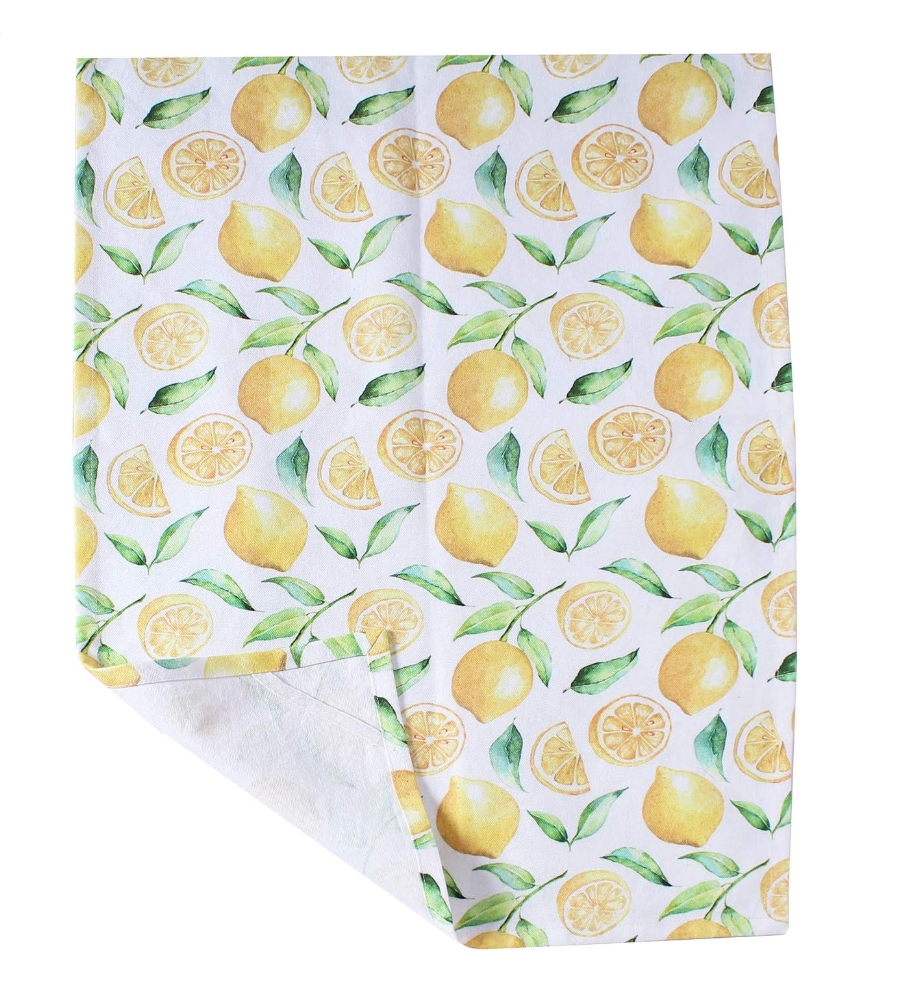 Fabric with lemon pattern on a white background