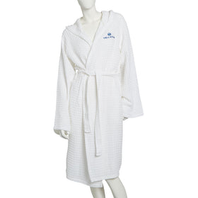 Waffle Weave Turkish Cotton Hooded Bathrobe - RT117 in XL/White