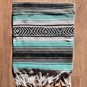 Riviera Maya Falsa Throw - Custom Decorated Sarapes  RT747 in Turquoise