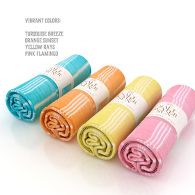 Salt Water Sun - "Grab and Go" Rolled Turkish Towels - 48 Units + Retail Store Display RT789 & RT790 in Vibrant Colors - RT789