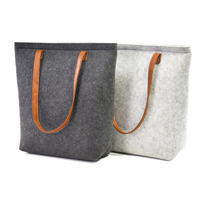Bellagio wool totes in Charcoal and Light Gray side by side
