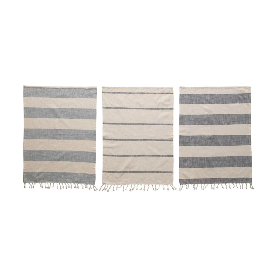 Striped Tea Towels with Tassels, Set of 3
