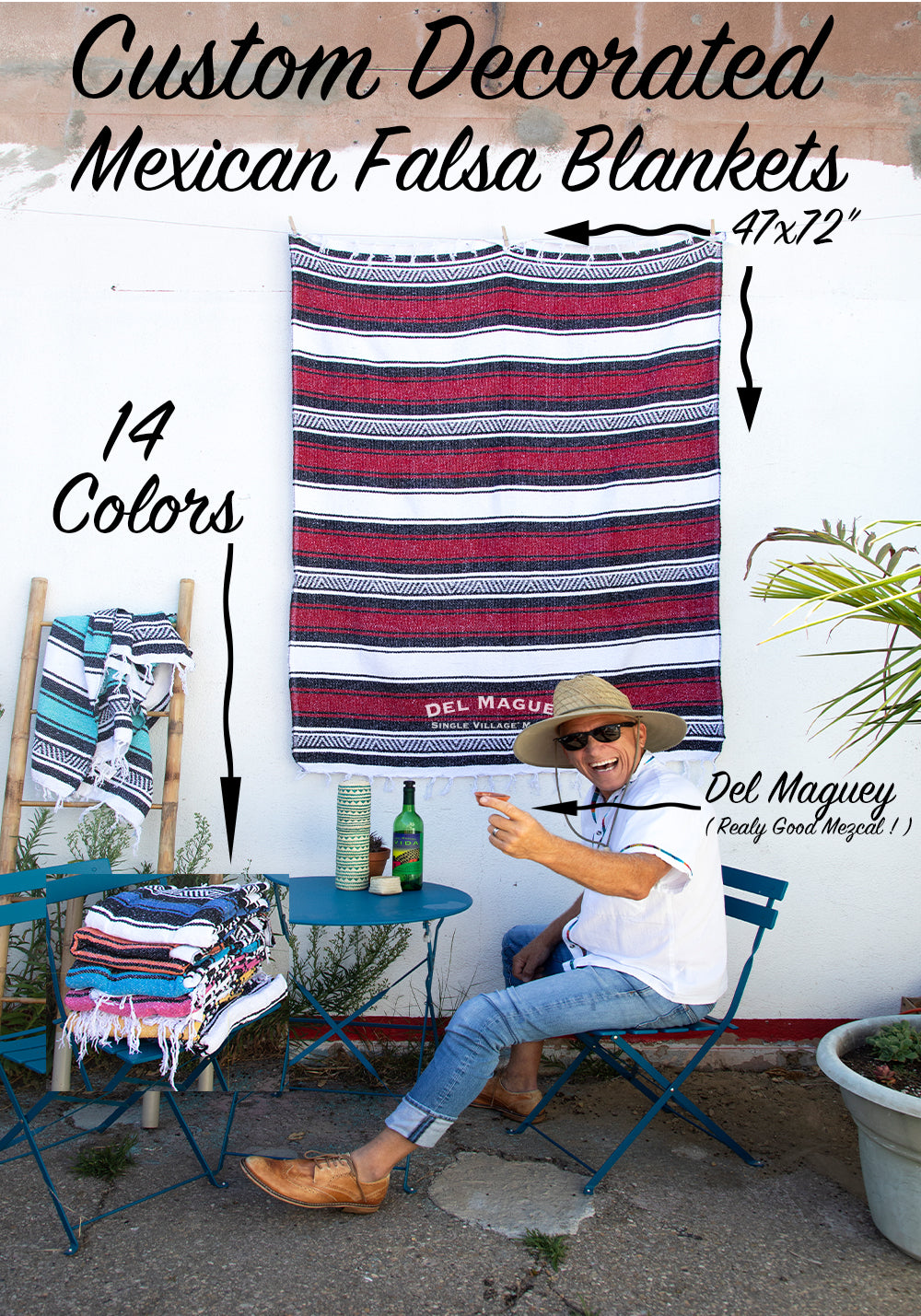 Riviera Maya Falsa Throw - Custom Decorated Sarapes  RT747