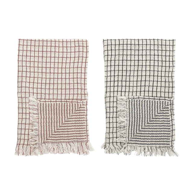 Double Cloth Kitchen Towel in Rust Grid