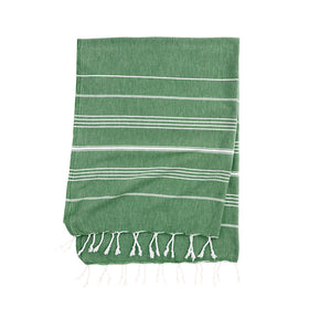 Eco Stripe Turkish Towel - Cotton & rPET Fibers - RT754 in Hunter