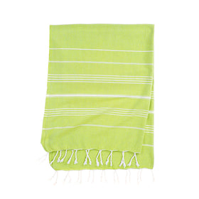 Eco Stripe Turkish Towel - Cotton & rPET Fibers - RT754 in Lime Green