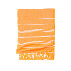 Eco Stripe Turkish Towel - Cotton & rPET Fibers - RT754 in Orange