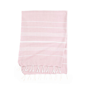 Eco Stripe Turkish Towel - Cotton & rPET Fibers - RT754 in Light Pink