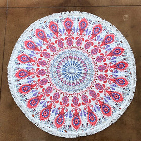 Custom Round Beach Towels - Any Branding Or Logo ! RT795 in Pink Medallion
