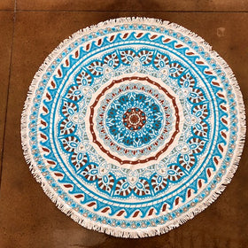 Custom Round Beach Towels - Any Branding Or Logo ! RT795 in Turquoise/Brown Paisley