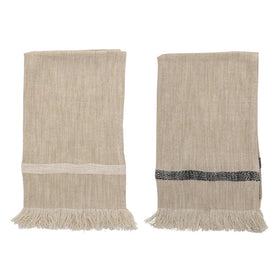 Striped Tea Towels with Fringe, Set of 2 in Default Title