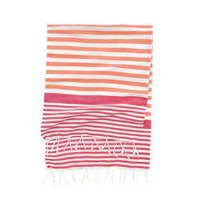Amalfi Coast Turkish Towel - RT016 in Coral/ Fuschia
