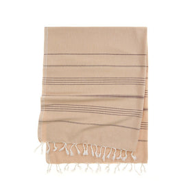 Essential III - Double Color Stripe Turkish Towel - RT094 in Beige/Mocha