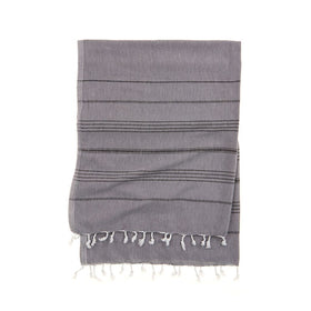Essential III - Double Color Stripe Turkish Towel - RT094 in Dark Grey/Black
