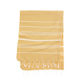 Eco Stripe Turkish Towel - Cotton & rPET Fibers - RT754 in Mustard